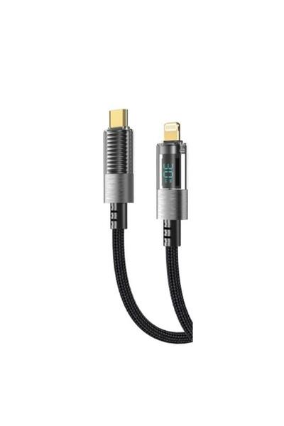 Dijital 30W Type-C to Lightning Örgülü Şarj Kablosu 1 m Siyah (GL-DP02)