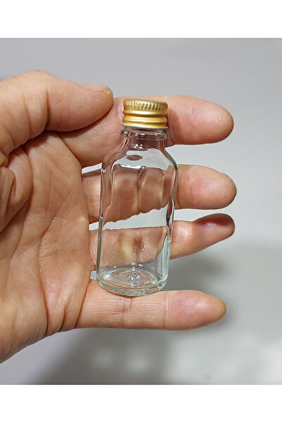 Durucam 10 Adet 30ml Cam Şişe Küçük Gold Renk Metal Kapaklı Çok Amaçlı Shot Ş...