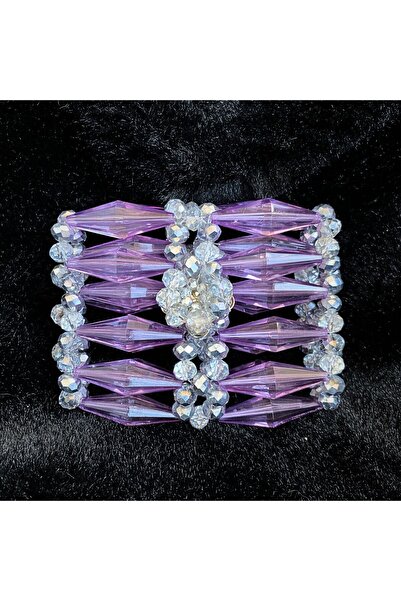 Las Perlas محفظة صغيرة لحمل البطاقات من الخرز الكريستالي أرجواني