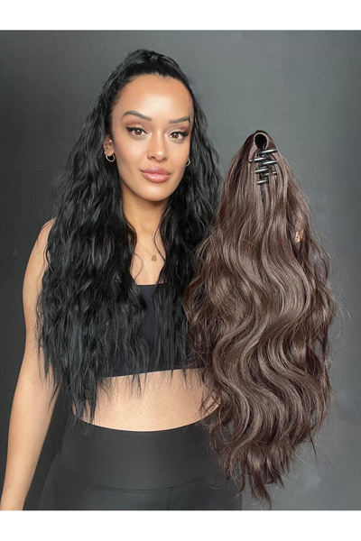 Suzan Peruk Doğal örgü dalgalı Tak ve Çık Tokalı Dalgalı At Kuyruğu - Mini Ma...