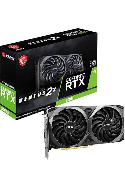 MSI RTX 3060 Ventus 2X 12G OC - 12GB GDDR6, 1807 MHz, PCIe 4.0 192-bit, 3x DisplayPort 1.4 HDMI 2.1 (Sup