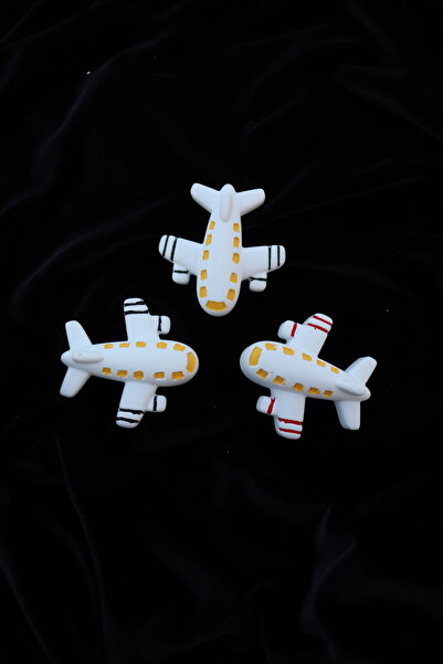 Assa Wood El Yapımı Beton 3 lü Mini Renkli Uçak Buzdolabı Magneti