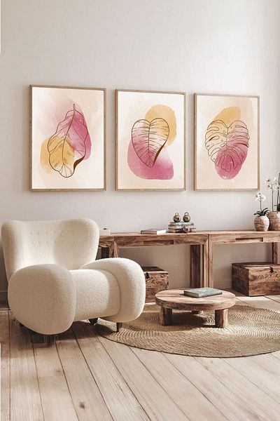 Dekorsiahome 3 Pcs Wood Frame Living Room Hall Kitchen Table Set Set3030