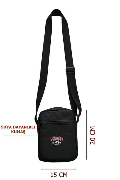 Outlet Çarşım Ανδρική τσάντα ώμου Michigan Black Crossbody με 2 εσωτερικές τσέπες