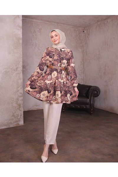 ALMİNA Strawberry Fabric Tunic Pants Suit