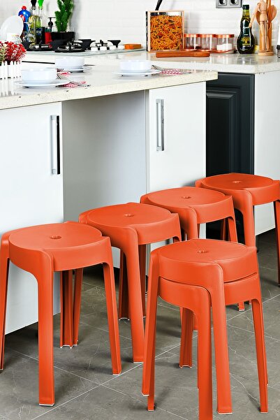 İronika Kaymaz Ayaklı Dekoratif İç İçe Geçebilen Plastik Tabure Mutfak Bahçe ...