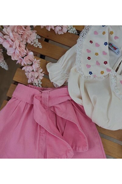 KOKOŞ BEBEK Girl's Set with Denim Shorts |   Between 3/10 Years