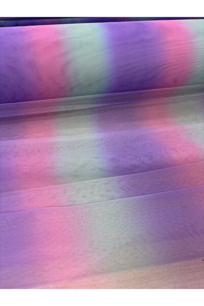 BÜKE TEKSTİL Degrade Gökkuşağı Desenli Tül 150*100 Cm Elbiseye tütü Aksesuarlık