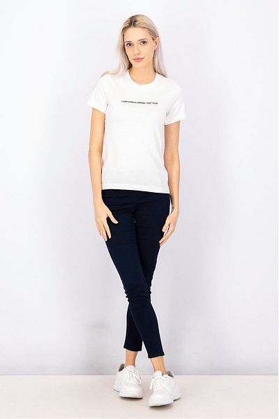 Diesel Women Short Sleeve Embroidered Print Top, White