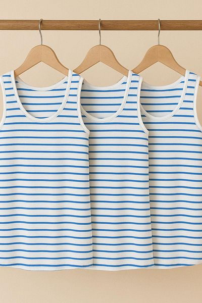 COTENCONCEPT Tricou pentru atlet cu bretele groase din bumbac, 3 bucăți
