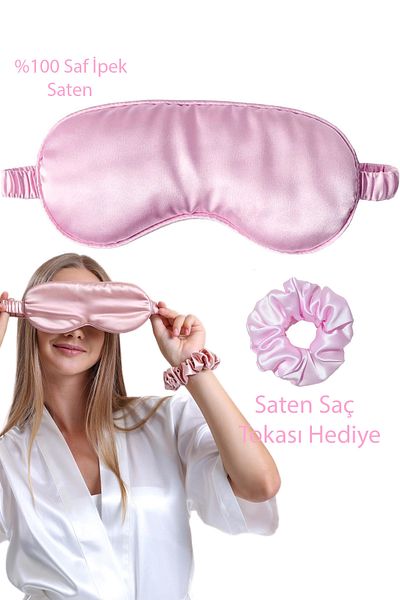 Deko Dekor Powder Pink Satin Sleeping Glasses Eye Patch Sleeping Headband