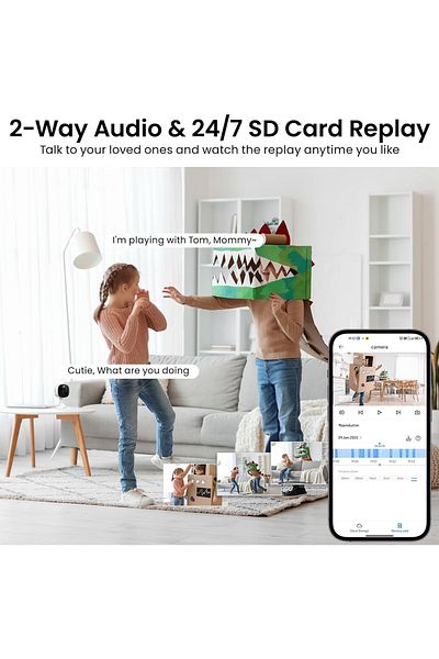 sharpdo 1080P Indoor Security Camera, Baby Pet Camera, Night, Secure Local and Cloud Storage, 2-way Talk