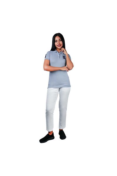 Giordano Women's Cotton Lycra 3D Lion Embroidery Polo