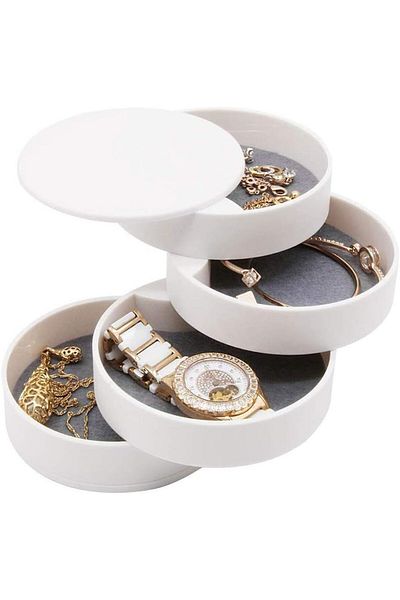 COOYA 4-Tier Jewelry Organizer,360 ° Rotating,Cylinder When Closed,Fashion & Elegance,Gift for Women