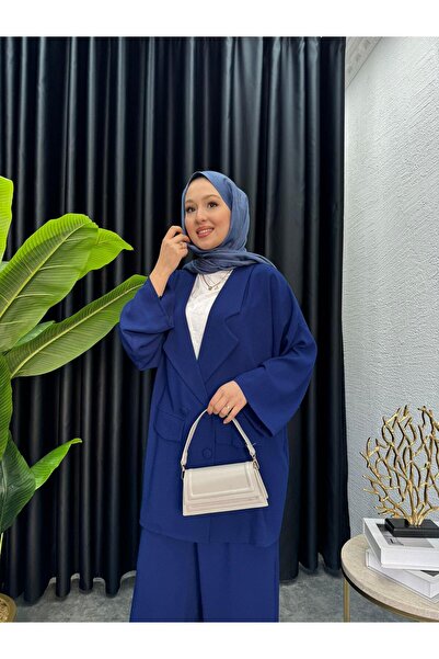 MEYSADESİGN Kruvaze Krep İkili Takım Lacivert