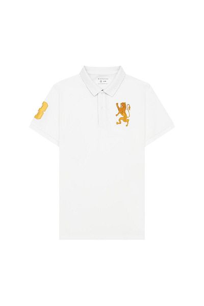 Giordano Men's 3D Lion Polo: Slim Fit, Bold Embroidery, Premium Pique