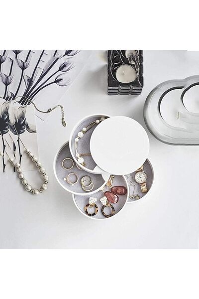 COOYA 4-Tier Jewelry Organizer,360 ° Rotating,Cylinder When Closed,Fashion & Elegance,Gift for Women