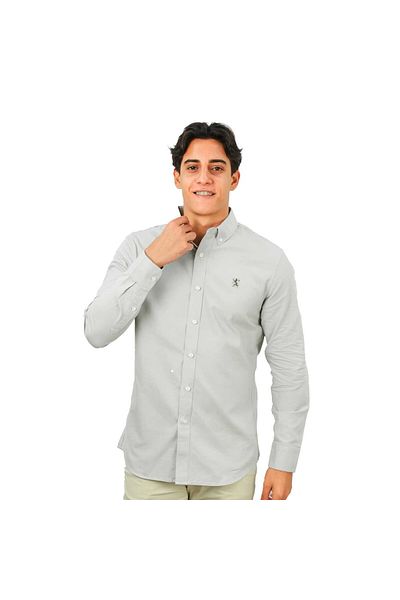 Giordano Men's Cotton Oxford Full Opening Long Sleeve Slim Fit Shirt