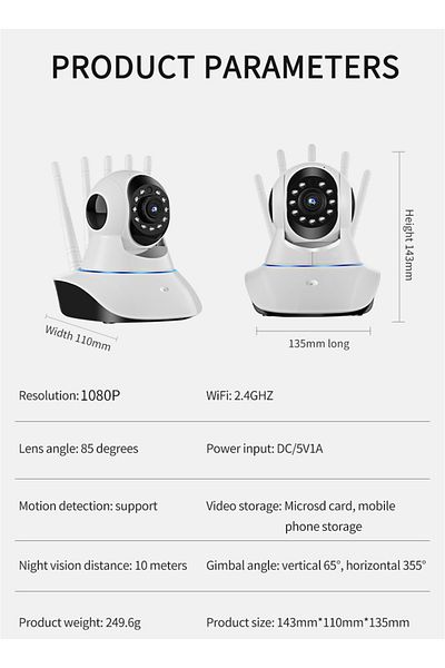 sharpdo 360° Rotating Wireless WIFI Camera, Infrared Night Vision Function