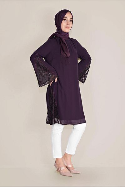 Alvina Tuly Trumpet Sleeve Chiffon Tunic 40537