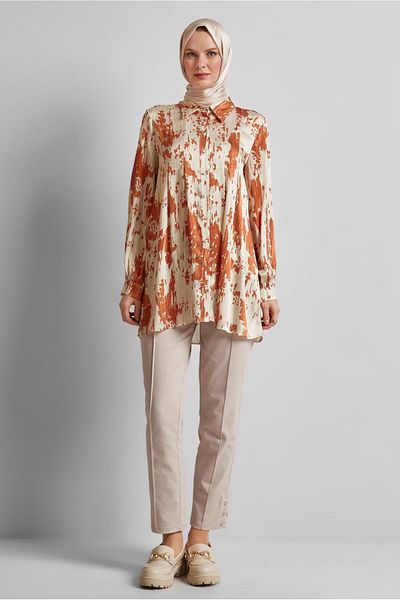 Alvina Patterned Satin Tunic 45429