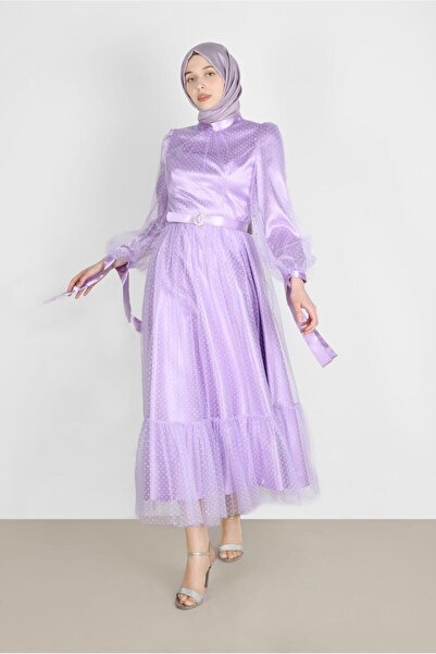 Alvina Puantiyeli Pullu Abiye Elbise 50246