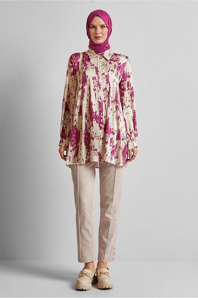 Alvina Patterned Satin Tunic 45429