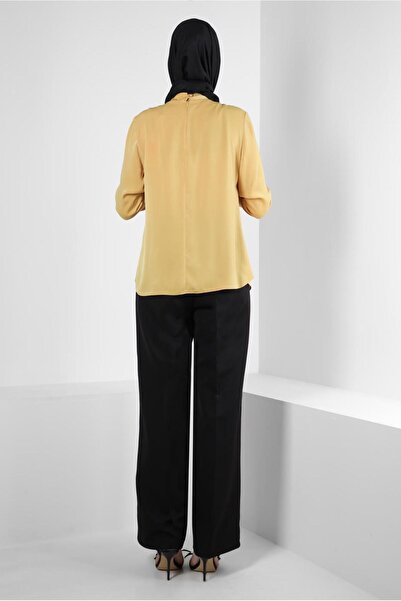 Alvina Scarf Collar Cuffs Buttoned Blouse 43670