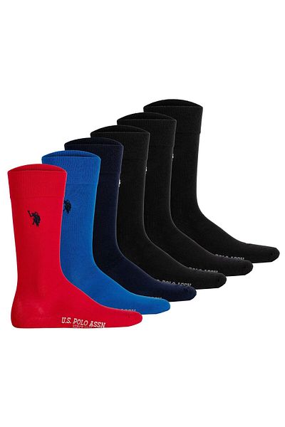 U.S. Polo Assn. U.S. POLO ASSN. Herren Socken, 6er Pack - Business-Socken, Logo, Baumwoll-Mix