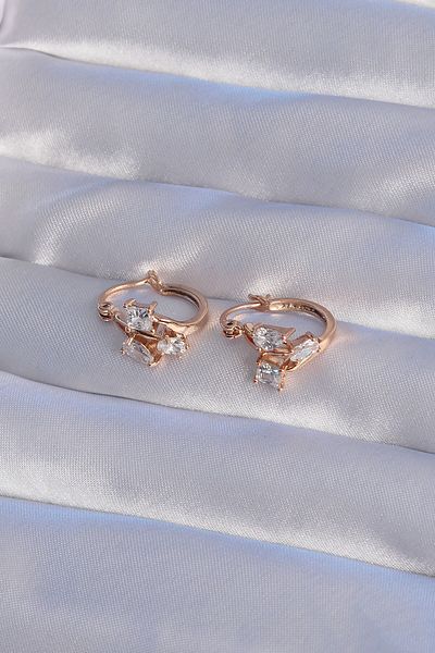 Skygo Xuping Rose Color Zircon Stone Hoop Earrings - Tj-Bkp9358