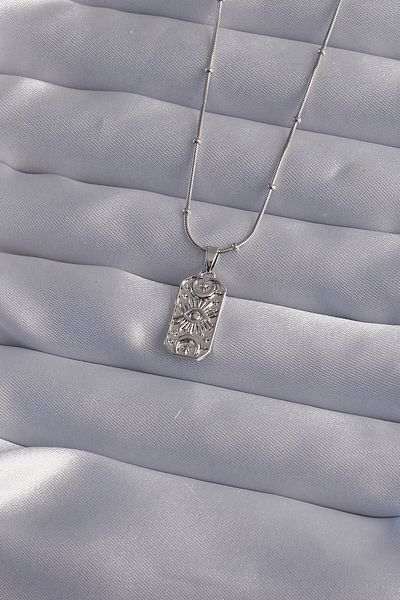 Skygo 316L Steel Chain Silver Color Laser Engraved Eye Figured Tarot Necklace - Tj-Bko9015