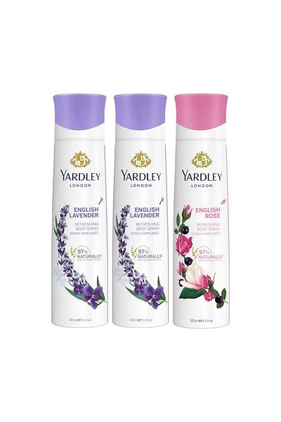YARDLEY Body Spray Assorted For Women Value Pack 3 x 150 ml