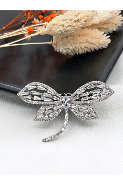 Siya Silver Zirkon Taşlı Yusufçuk Broş