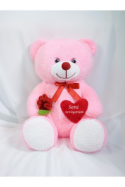 Princess Bear 45 cm Pink Plush Teddy Bear – Heart “I Love You” Gift