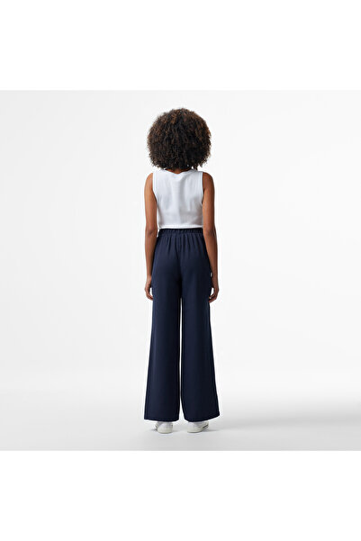 Nautica Kadın Lacivert Regular Fit Keten Karışımlı Pantolon