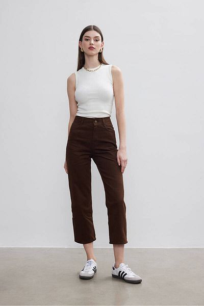 BE BLUE Brown Gabardine Pants