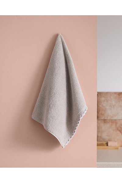 Madame Coco Bastienne Crochet 100% Cotton Face Towel - Gray/White - 50X70 cm