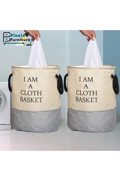 PixelsFurniture Pixel Furniture Multi-Purpose Foldable Fabric Laundry Basket 2-Piece Set