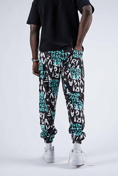SUPERBLUE Men's Printed Casual Stretchy Turquoise Jogger Pants