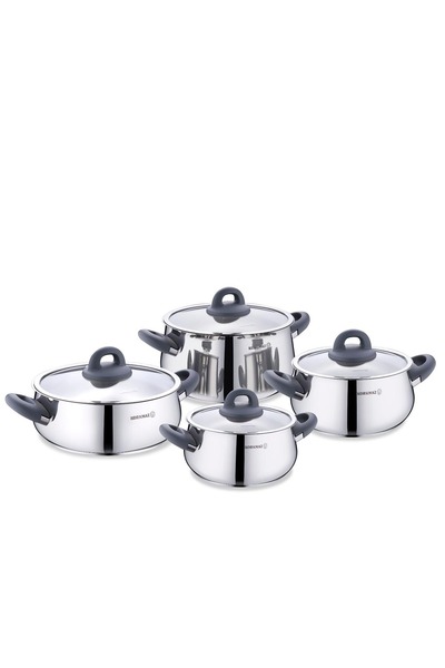 KORKMAZ Bella Smoked 8 Piece Cookware Set A1848-3