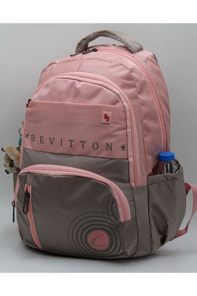 Bevitton Bvt-34400 Okul Çantası Suya Dayanıklı Kumaş Unisex Pudra-vizon Günlük Okul Sırt Çantası