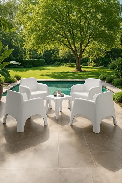 Modalife Şile Pratik Bahçe, Balkon, Teras Oturma Grubu 1-1-1-1-Sehpa Bahçe Ta...