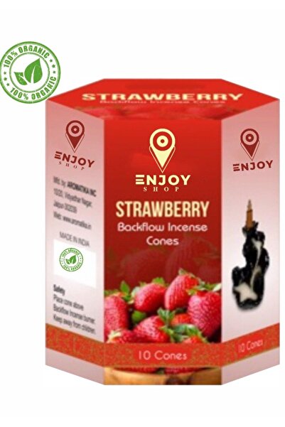 ENJOY SHOP Strawberry Çilek Kokulu Geri Akışlı Tütsü Konikleri 10 Adet Backflow