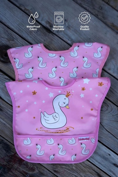 Babydonat مريلة طعام للأطفال بتصميم بجعة مكونة من قطعتين مقاومة للماء بدون أك...