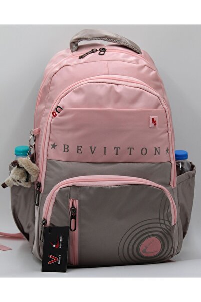 Bevitton Bvt-34400 Okul Çantası Suya Dayanıklı Kumaş Unisex Pudra-vizon Okul Sırt Çantası