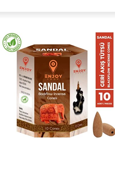 ENJOY SHOP Sandalwood Sandalo Geri Akışlı Tütsü Konikleri 10 Adet Backflow 10...