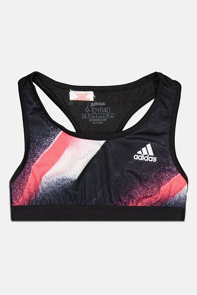 adidas Kids Girl Brand Logo Non-Padded Training Bra, Multicolor