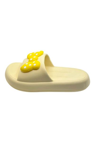 TECOS Women's Slippers, ®, Size 36-37, Yellow With 3D Bow Print, Very Light, 23.5 Centimeters