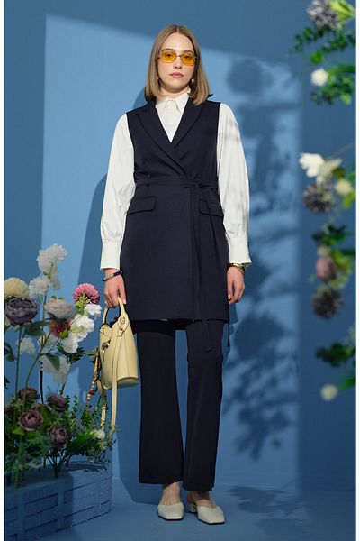 Fatma Atasoy Spanish Leg Trousers Navy Blue
