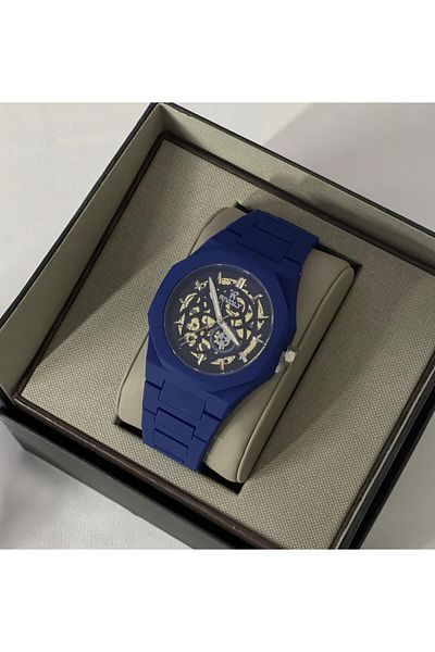 Rivoly Luxury Men's Quartz Watch with Blue Fiber Strap 40mm